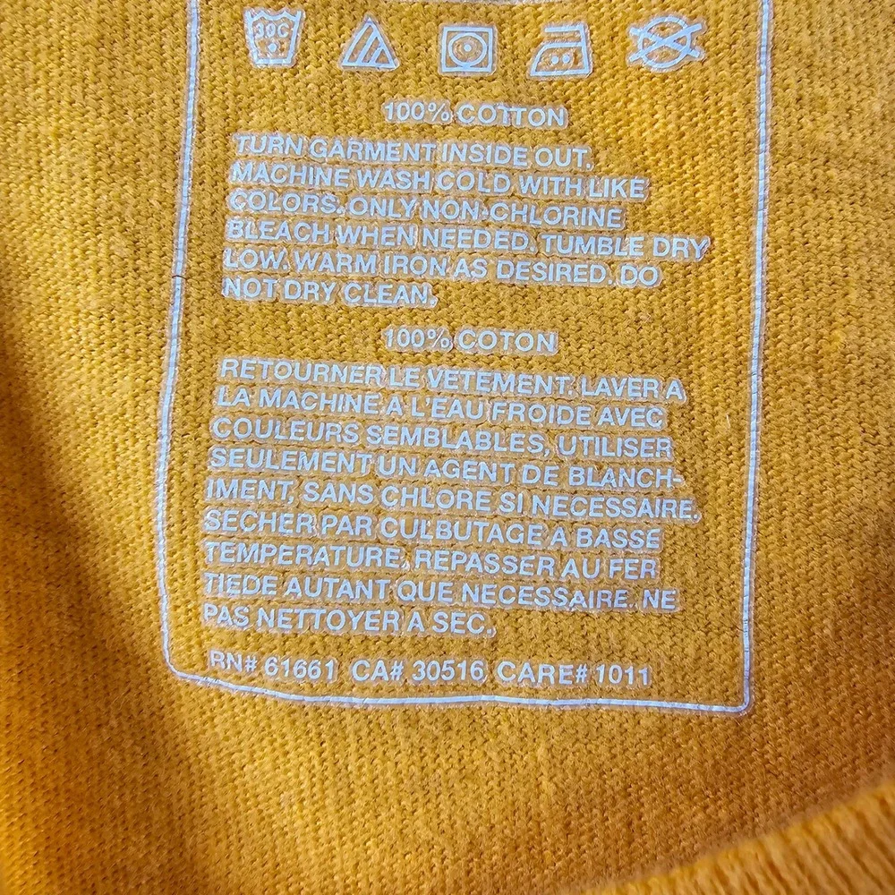 The North Face Mens XL Long‎ Sleeve T-Shirt Yellow Black Stripe Box Logo Cotton
